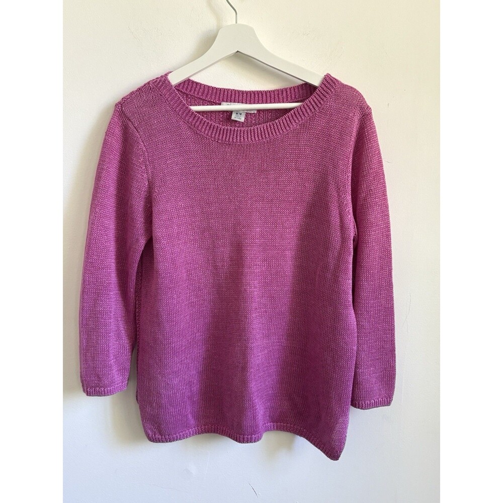 Tommy Bahama Pink Magenta Linen Sweater Vibrant Sz M Beach Preppy